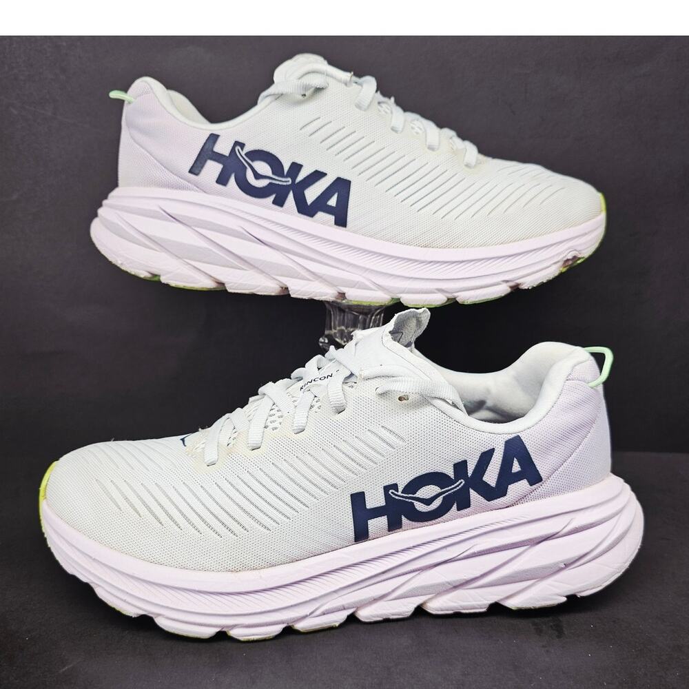 Hoka One One White and Navy Sneakers